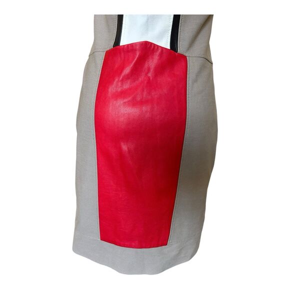 Helmet Lang Women’s Colorblock Sheath Dress Canvas Leather NWT Sz 4 RV $795 - Picture 6 of 8